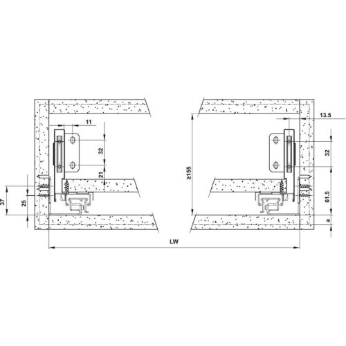 Ray hộp Hafele 552.49.335 Alto-S H120 mm màu xám đậm 5 Lắp đặt ray hộp Hafele 552.49.335 Alto-S H120 mm màu xám đậm