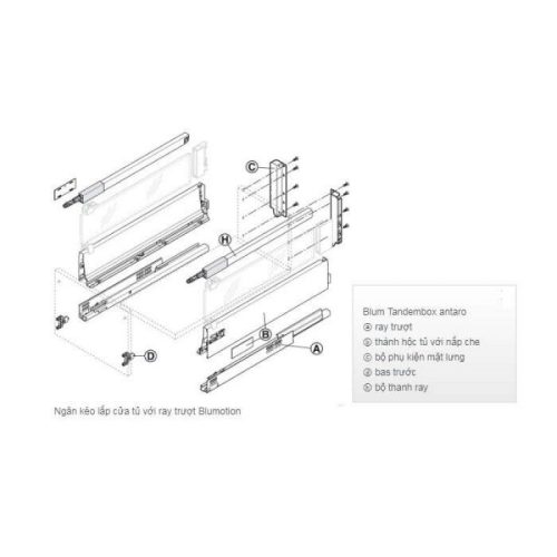 Lắp đặt ray hộp Hafele 550.85.205 Antaro X3 30kg giảm chấn màu xám D 228mm