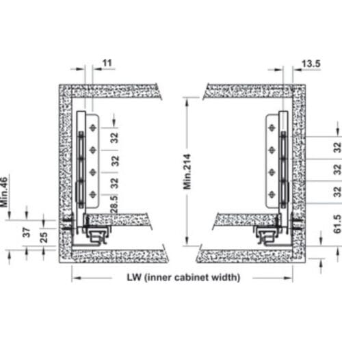 Ray hộp Hafele 552.36.755 Alto-S nhấn mở H170 mm trắng mờ 3 Ray hộp Hafele 552.36.755 Alto-S nhấn mở H170 mm trắng mờ (1)