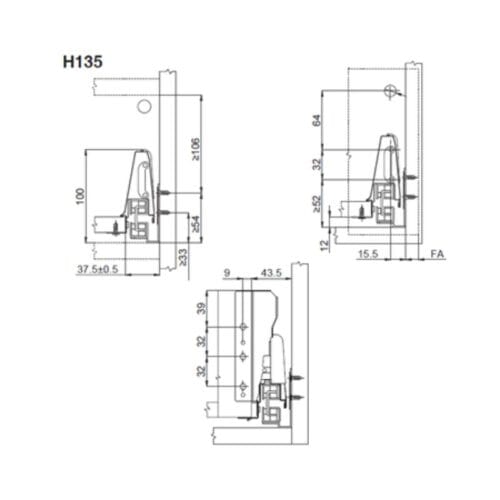 Ray hộp Hafele 552.77.085 Alto màu xám, H135X500m 7 Thiết kế của Ray hộp Hafele 552.77.085 Alto màu xám, H135X500m