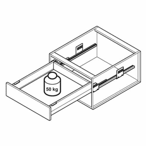 Sức chứa Bộ ngăn kéo Hafele 513.40.325 Matrix Box P50 VIS 16/92/1200/500mm xám đậm