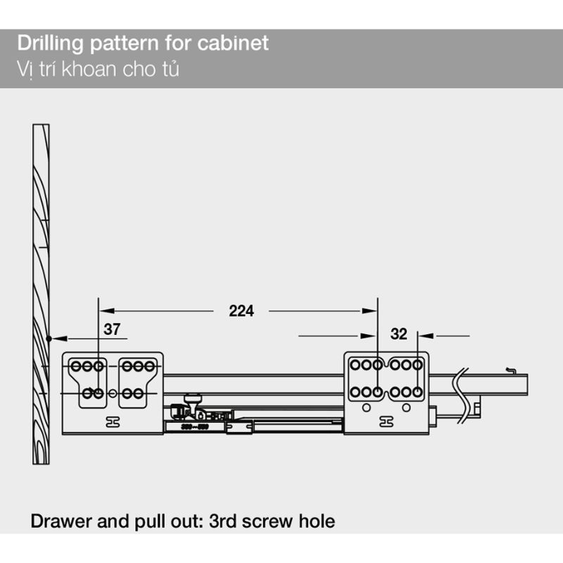 Vị trí ray hộp Hafele 552.75.701 Alto màu trắng, H84X300MM Vị trí ray hộp Hafele 552.75.701 Alto màu trắng, H84X300MM