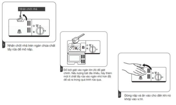 Cách sử dụng máy rửa bát Häfele với 6 bước đúng chuẩn 4 Bước 2_ Cho chất tẩy rửa vào máy rửa bát Häfele