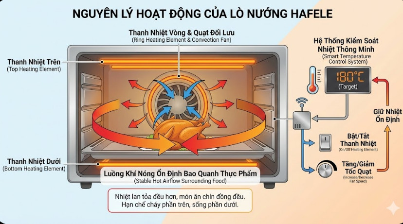 Nguyên lý hoạt động của lò nướng Hafele