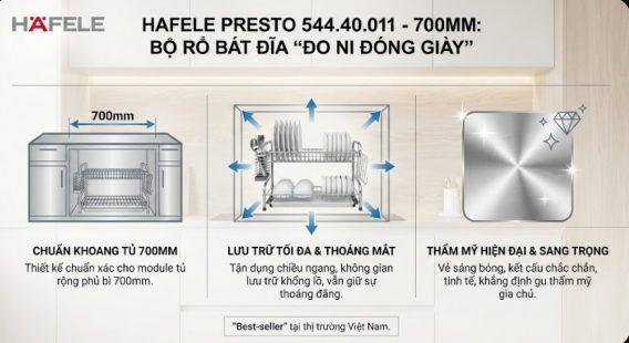Bộ rổ bát đĩa Hafele Presto 544.40.011 700mm 8 Đo ni đóng giày