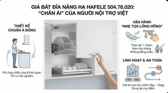 Tại sao Giá Bát Đĩa Nâng Hạ Hafele 504.76.020 là "chân ái"