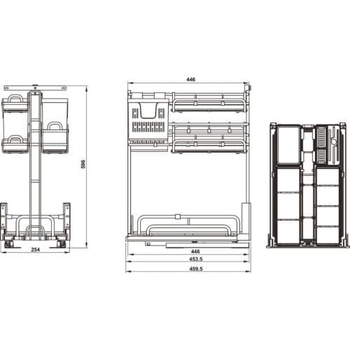 Bộ rổ gia vị dao thớt Hafele Omero 595.00.803 300mm 6 Kích thước bộ rổ gia vị dao thớt Hafele Omero 595.00.803 300mm