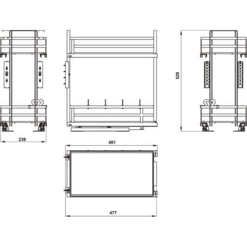 Bộ rổ gia vị Hafele Omero 549.20.825 400mm 3 Kích thước bộ rổ gia vị Hafele Omero 549.20.825 400mm