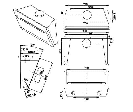 Thiết kế của Máy hút mùi gắn tường Hafele HH-WVG80D