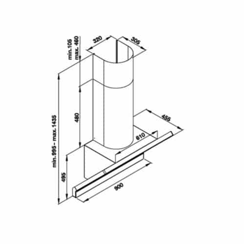 Thiết kế của Máy hút mùi gắn tường Hafele HH-WVG90A