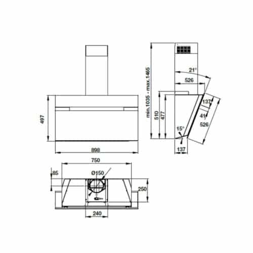 Thiết kế của Máy hút mùi gắn tường Hafele HH-WVG90B