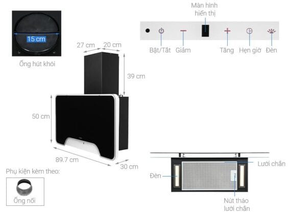 Hướng dẫn sử dụng của Máy hút mùi gắn tường Hafele HH-WVGS90A