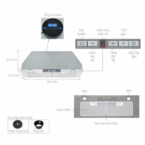 Thông số Máy hút mùi âm tủ Hafele HH-BI79A 533.80.038