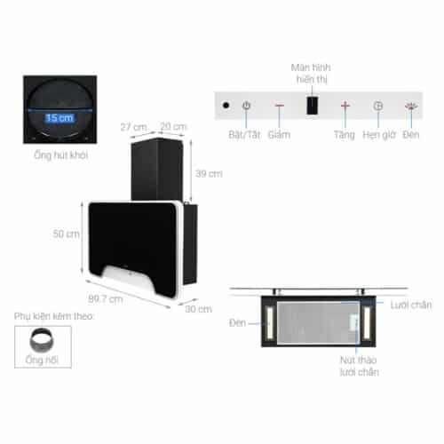 Thông số Máy hút mùi gắn tường Hafele HH-WVGS90A 533.80.203