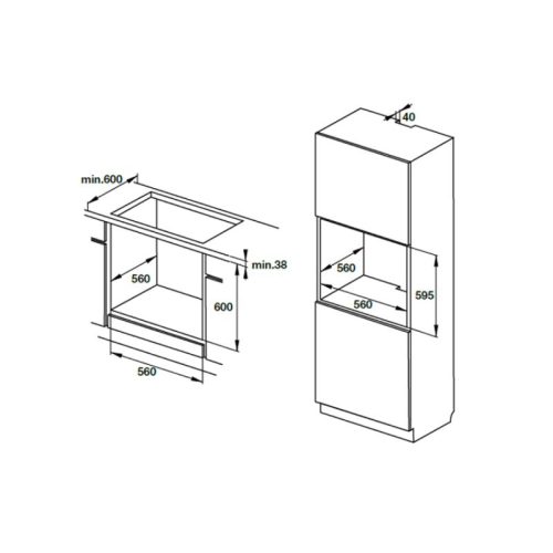Kích thước Lò nướng Hafele HC-O621KB 535.62.571