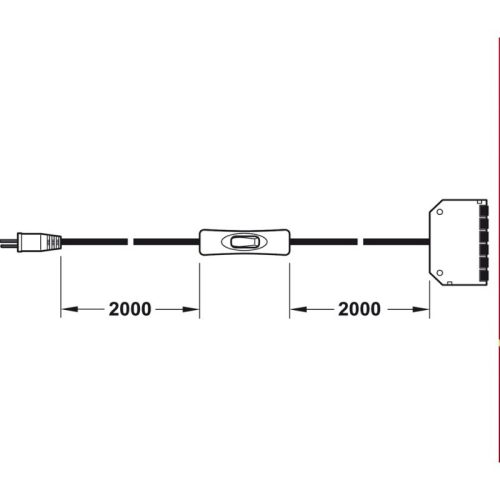 Cấu tạo dây dẫn điện với công tắc chạm & bộ chia cổng 12V Hafele 833.74.746
