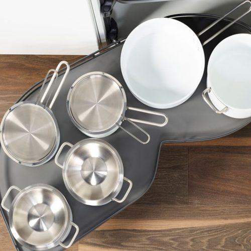 Rổ góc LeMans II 4 khay màu đen xoay trái Hafele 541.29.483 3 Hình ảnh rổ góc LeMans II 4 khay màu đen xoay trái Hafele 541.29.483