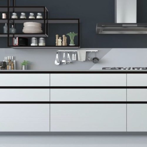 Hình ảnh lắp đặt tay nắm tủ ngang Gola chữ J 2800mm Hafele 126.37.909