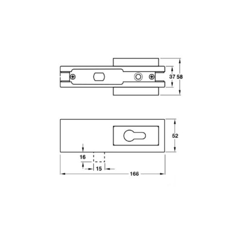Thiết kế khóa kẹp chân kính inox mờ Hafele 981.50.030
