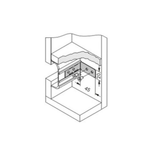 Kích thước bas góc cho tay nắm tủ Hafele 126.37.990
