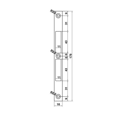 Kích thước bas thân khóa cửa trượt nhôm Hafele 911.38.213