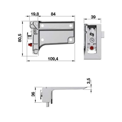Kích thước bas treo tủ tường bên trái Hafele 290.41.921