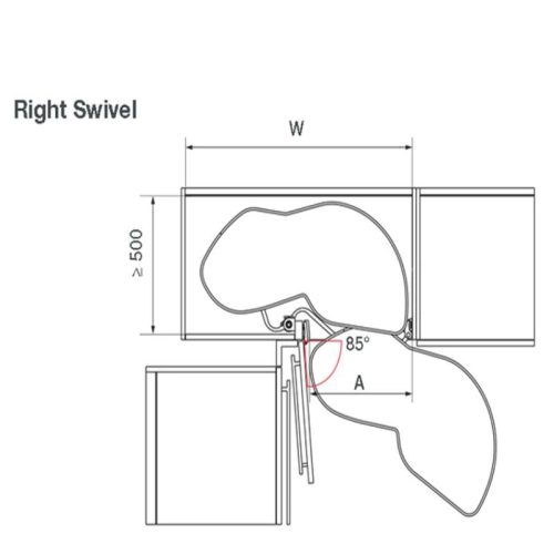 Kích Thước Ảnh Hình Ảnh Bộ Rổ Góc Lemans II Xoay Phải Hafele 541.32.672