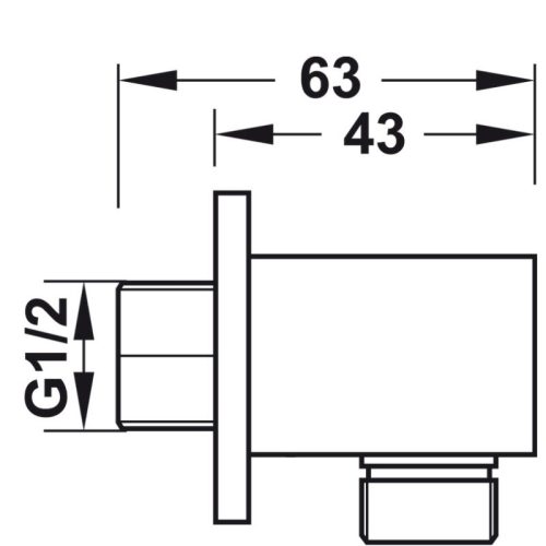 Kích thước bộ tiếp nước dạng vuông Hafele 485.60.009