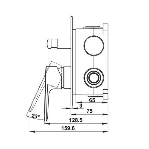 Bộ trộn âm 2 đường nước Kobe Hafele 589.15.037 3 Kích thước Bộ trộn âm 2 đường nước Kobe Hafele 589.15.037