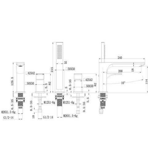 Bộ trộn bồn tắm 4 Lỗ Regal Hafele 495.61.126 3 Kích thước bộ trộn bồn tắm 4 Lỗ Regal Hafele 495.61.126