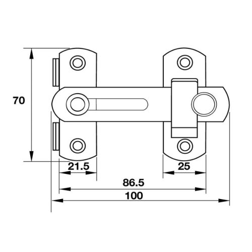 Kích thước chốt an toàn 100x50mm Hafele DIY 489.71.690