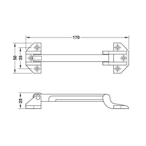 Kích thước chốt cửa an toàn Hafele DIY 489.15.010