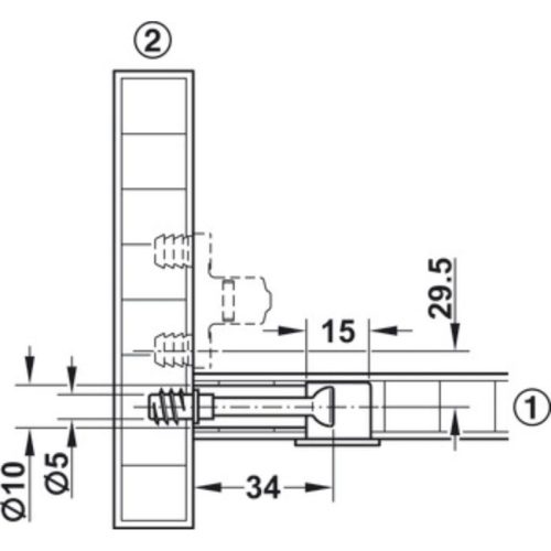 Chốt nối nhỏ ren 8.5mm Hafele 262.28.615 3 Kích thước chốt nối nhỏ ren 8.5mm Hafele 262.28.615