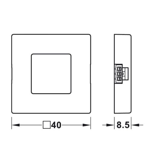 Kích thước công tắc cảm biến tắt/mở đèn Led Hafele 833.89.134