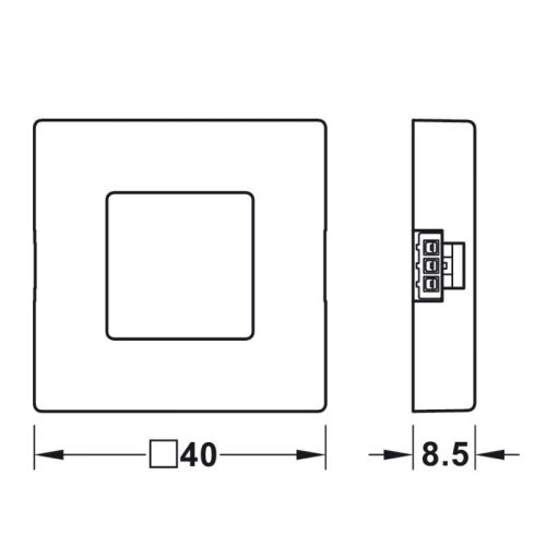 Kích thước công tắc cảm biến tắt/mở lắp nổi Hafele 833.89.136