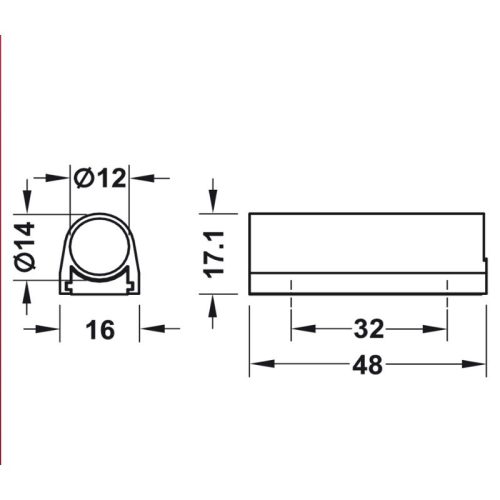 Kích thước đế dành cho công tắc lắp nổi Hafele 833.89.092