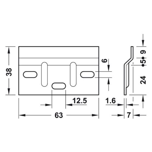 Kích thước đế gắn tường cho bas treo tủ Hafele 290.08.920