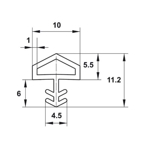 Kích thước đệm khí cho cửa 10mm Hafele 950.10.277