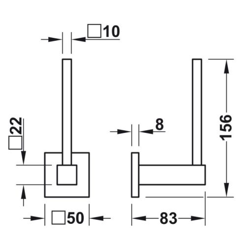 Kích thước giá giữ cuộn giấy vệ sinh Hafele 980.60.762