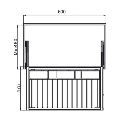 Kích thước giá treo quần 600mm Hafele 807.95.111