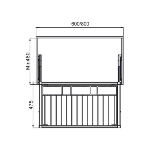 Giá treo quần 600mm Hafele 807.95.811 3 Kích thước giá treo quần 600mm Hafele 807.95.811