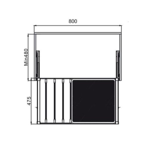 Kích thước giá treo quần kèm giỏ 800mm Hafele 807.95.831