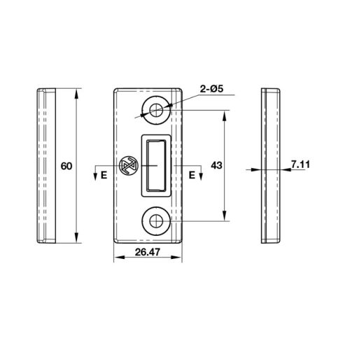 Kích thước hãm chốt cánh phụ cửa nhôm Hafele 911.81.357