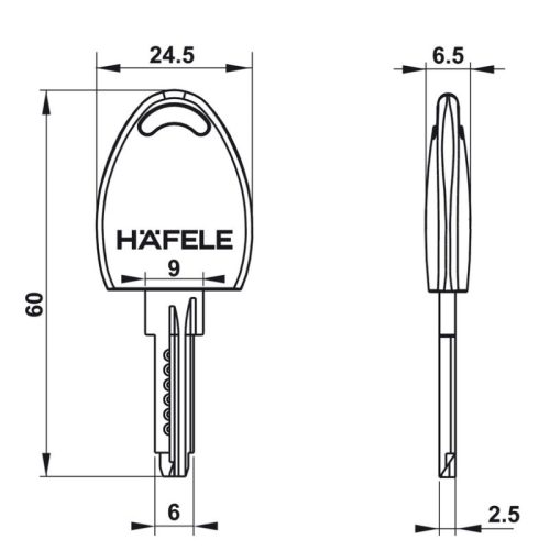 Kích thước hệ chìa chủ cho hệ khóa DIY Hafele 482.01.114