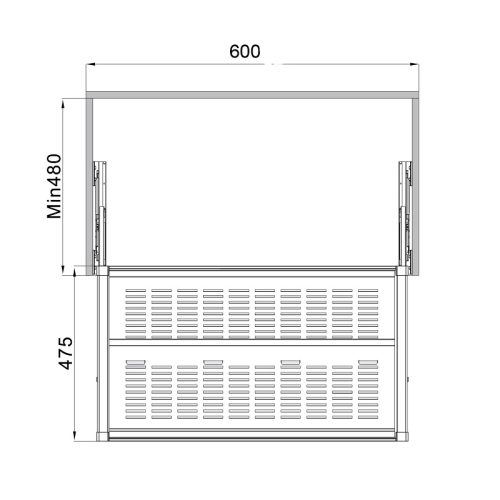 Kích thước Kệ để giày bằng kim loại 600mm Hafele 807.95.861