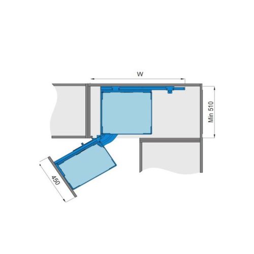 Kích thước kệ góc xoay 900mm Magic Corner mở trái Imundex 7 803 703