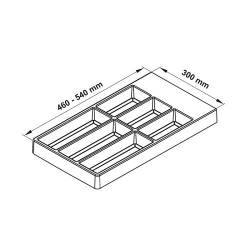 Khay chia đa năng Hafele 300mm Separado 556.70.040 3 Kích thước khay chia đa năng Hafele 300mm Separado 556.70.040
