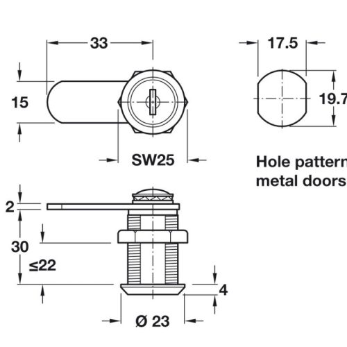 Kích thước khóa cốp Econo Hafele 235.19.211