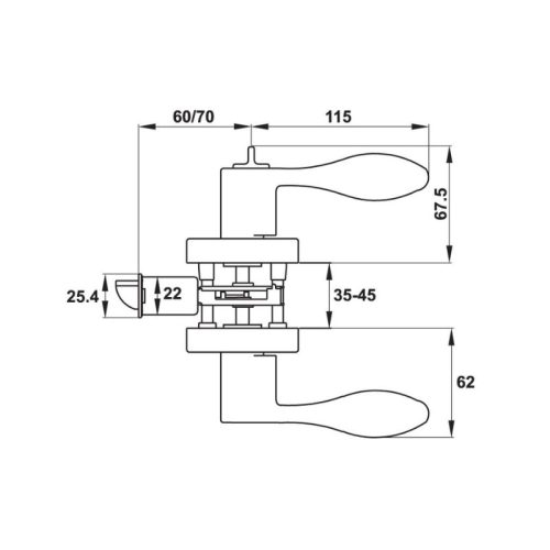 Khóa tay nắm gạt cửa WC Häfele DIY 499.63.996 4 Kích thước khóa tay nắm gạt Häfele DIY 499.63.996