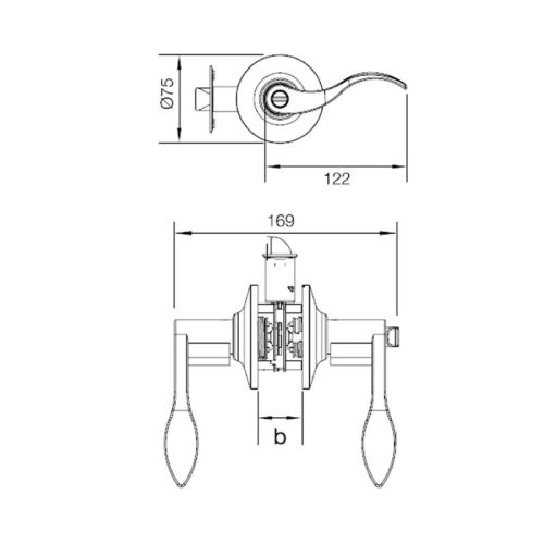 Kích thước khóa tay nắm gạt Hafele DIY 489.10.195